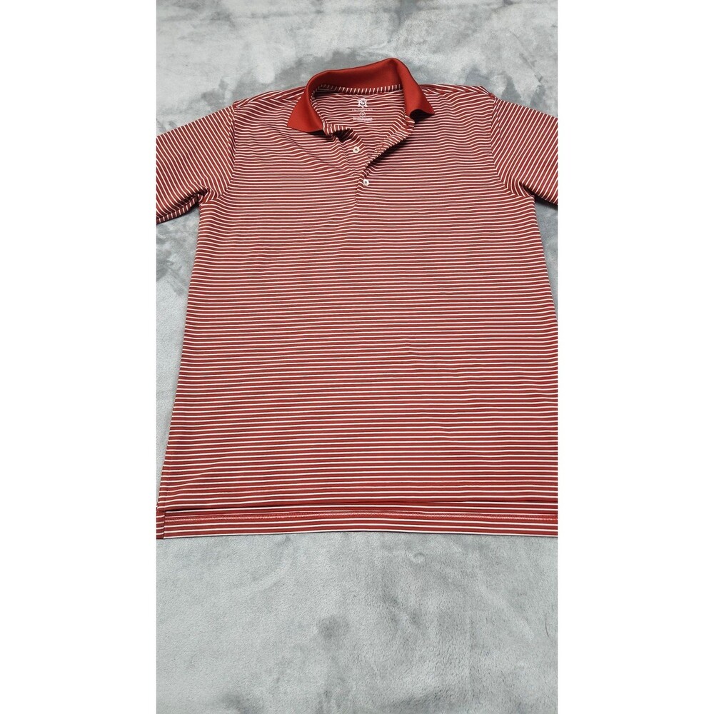 Turtleson Men's Size Small Red‎ White Striped Short Sleeve Polo Shirt